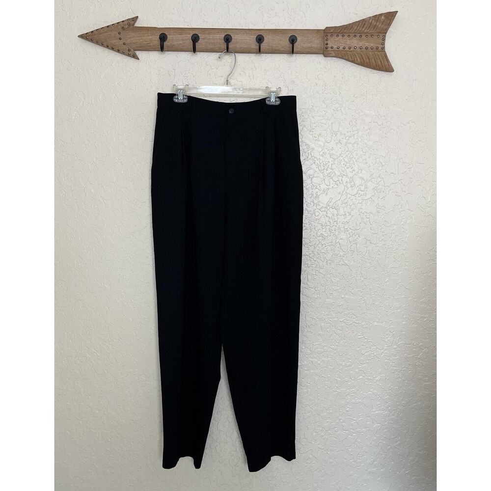 San Moire | Black Pleated Pants Vintage 90s Y2K Women’s 16 Dark Academia Work
